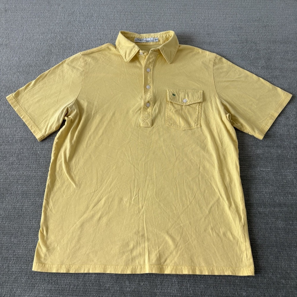 Criquet Polo Shirt Mens M Yellow Pullover Organic Cotton Casual Golf Tennis